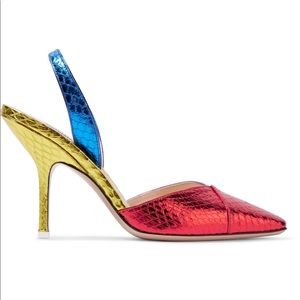 Attico Metallic Watersnake Slingback Pumps